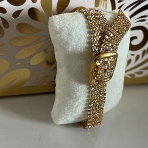Gold Crystal Embellished Women's Buckle Bracelet